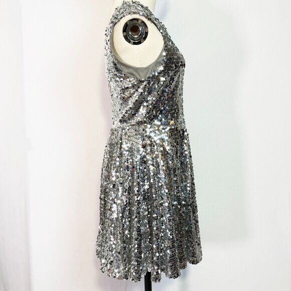 Delia's | Silver Sequin Skater Dress | Sz 7 | Junior - Picture 8 of 11